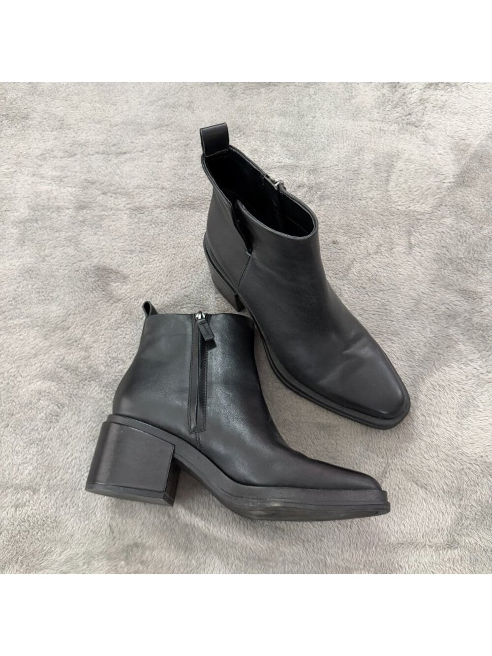 Franco Sarto Black Leather Dalden Ankle Boots Heels Womens 8.5 Shoes
